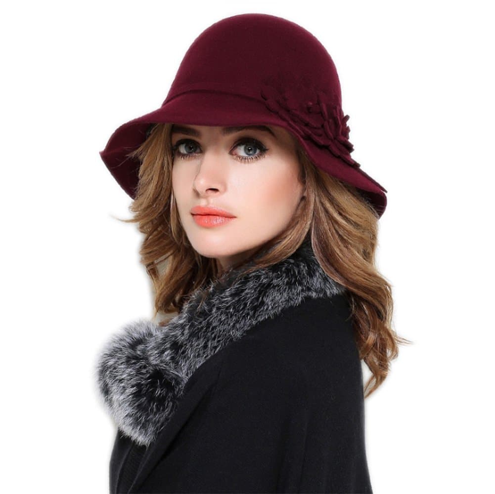 YSJOY Womens Bowknot 100% Wool Fall Winter Derby Hat Doom Cloche Hat