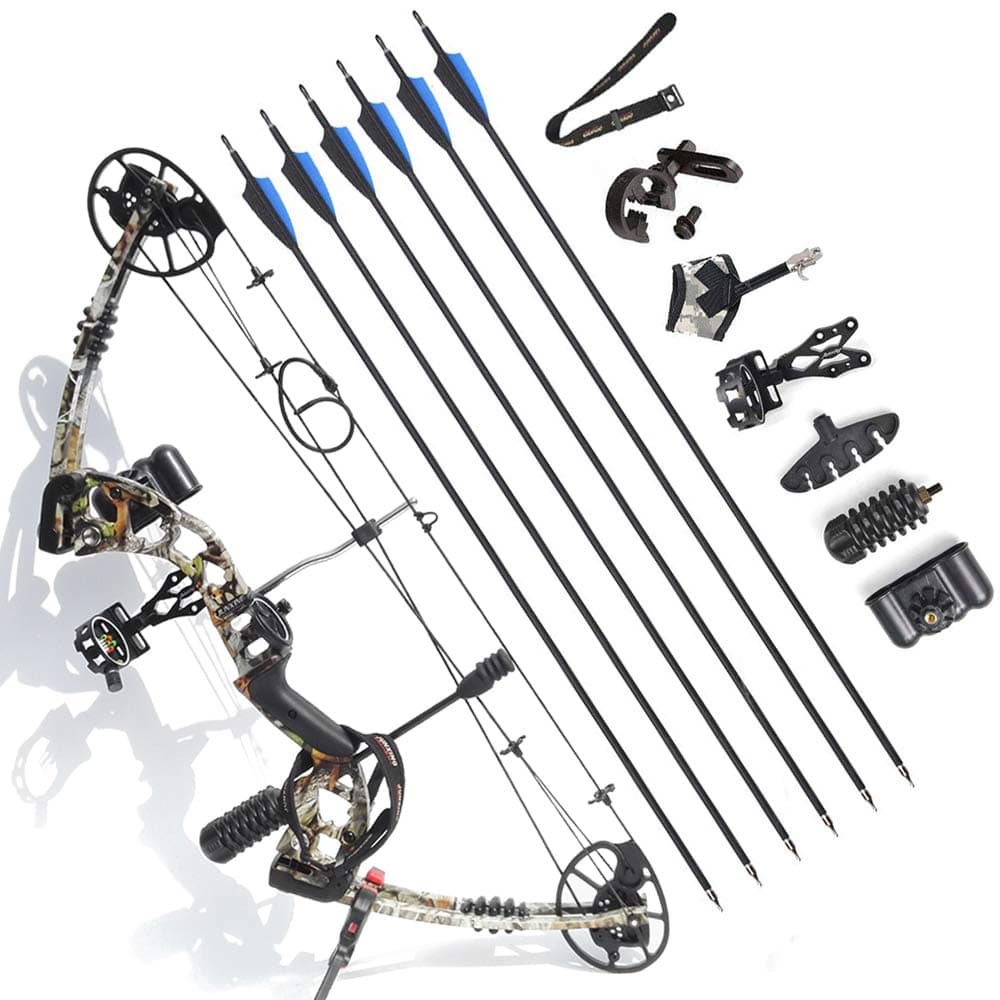 AMEYXGS Archery Compound Bow Kit 30-70lbs Complete Compound Bow Arrow Package Set Aluminum Alloy Adult Hunting Bow with All Bow Accessories and Carbon Arrows for Outdoor Shooting