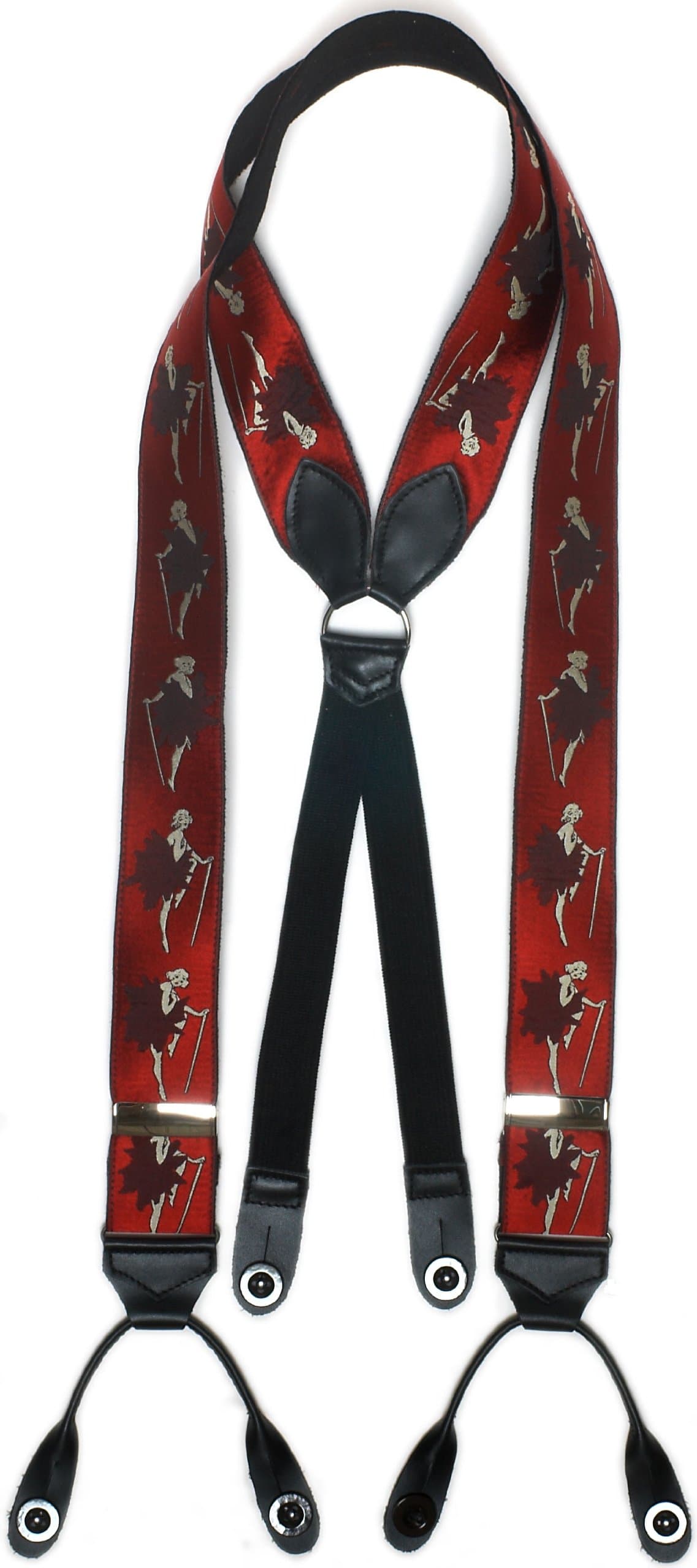 Albert Thurston Chorus Line Silk Braces. Red. One Size.
