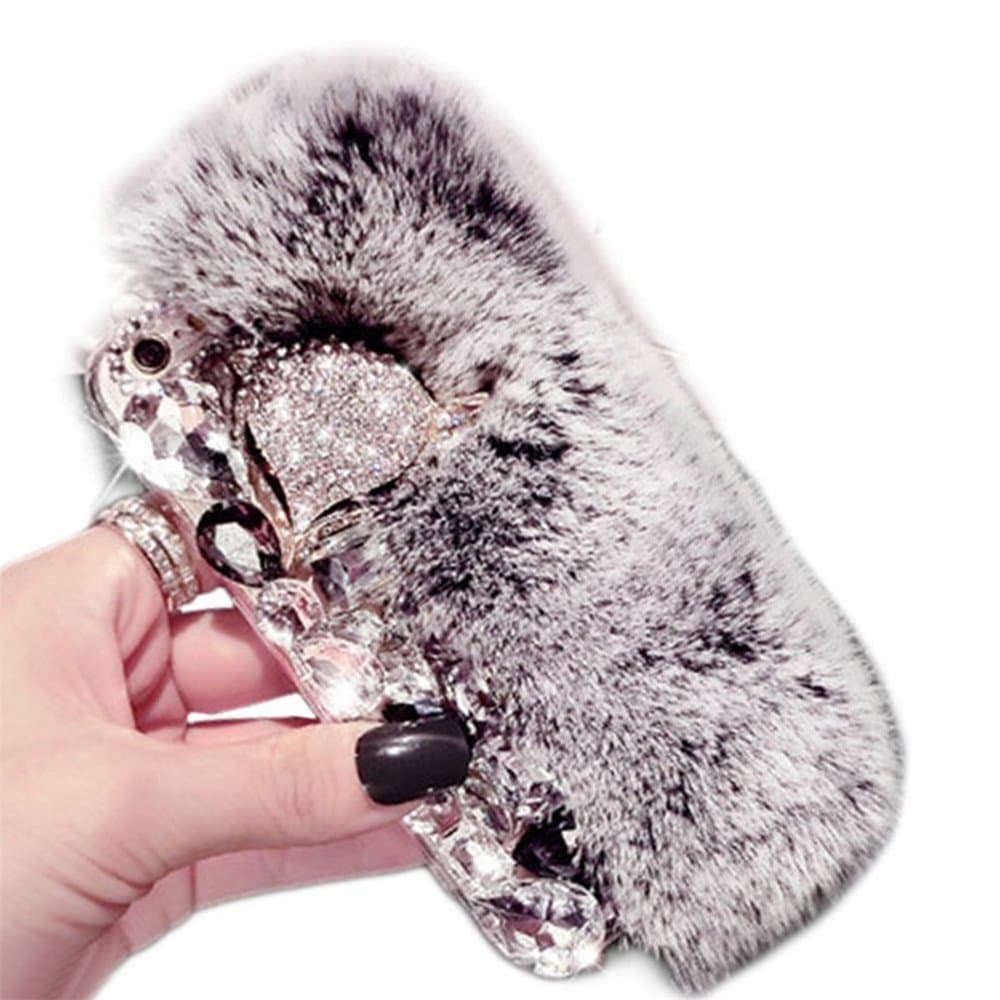 Case for iPhone XS Max 2018 (6.5 inch), Super Deluxe Luxury Fox Head Fluffy Furry Soft Warm Beaver Rex Rabbit Hair Fur Glitter Diamond Crystal Rhinestone Case for Apple iPhone XS Max(B006)