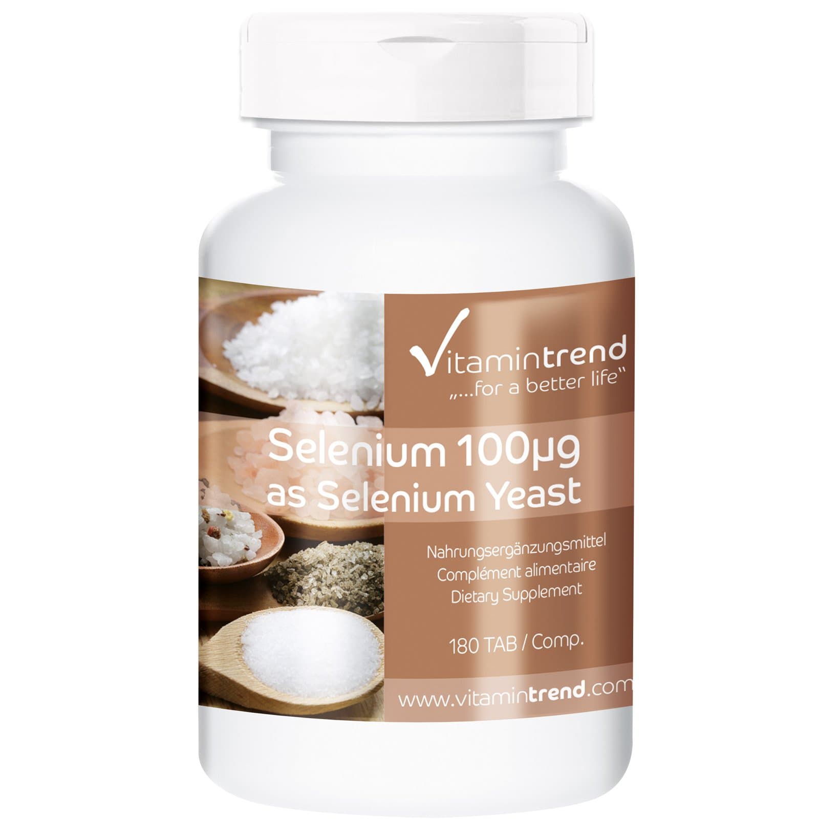 Selenium 100mcg - ! Bulk Pack for 6 Months ! - Vegan - from Selenium Yeast - 180 Tablets | Vitamintrend®