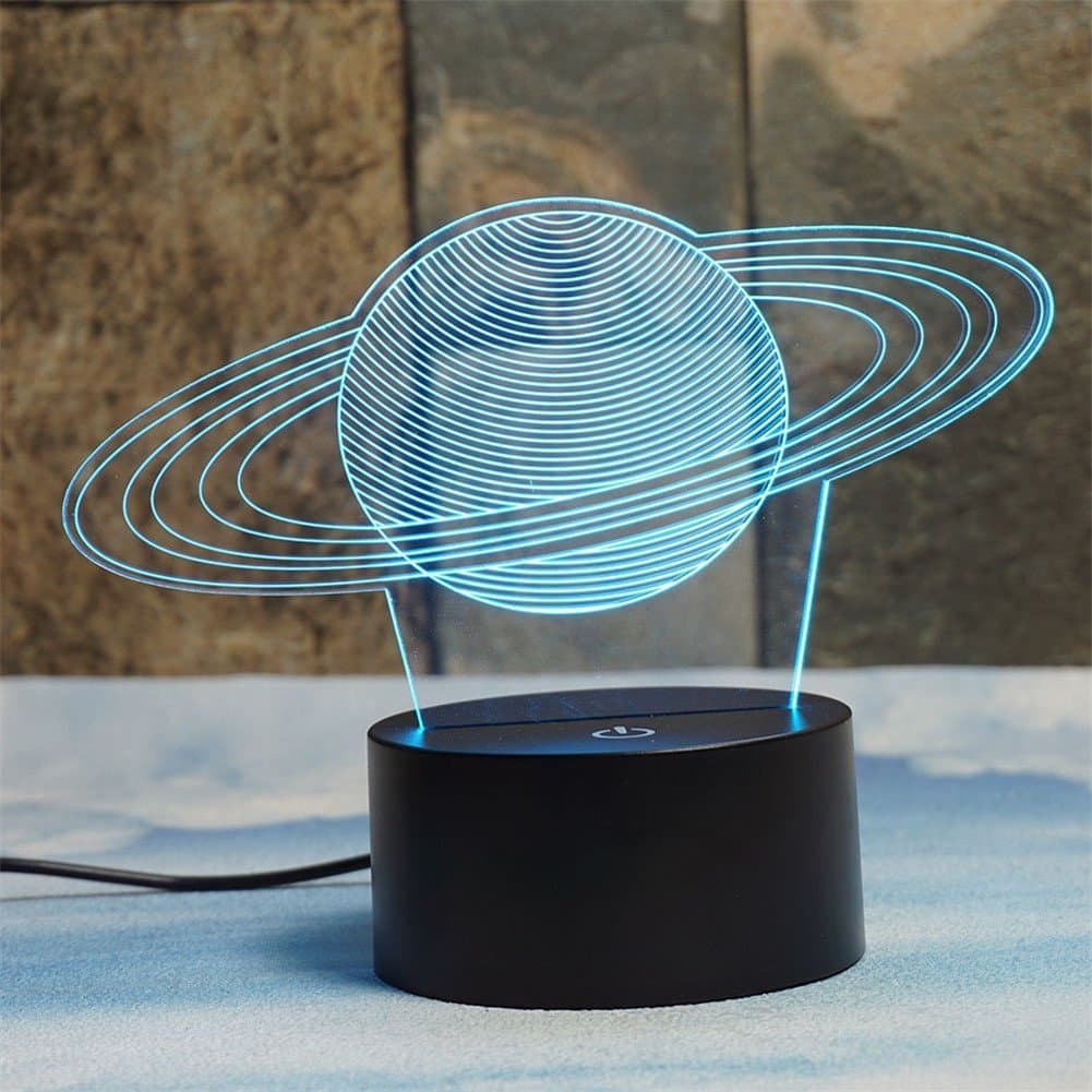 Deerbird Saturn Rings 3D Illusion 7 Color Changing Touch Table Desk LED Night Light Great Gifts for Boys
