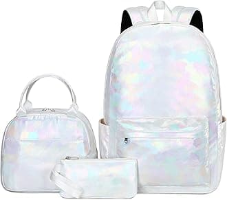 School Backpack Teens Girls Boys Kids School Bags Bookbag with Lunch bag Pencil Pouch (Tie Dye White)
