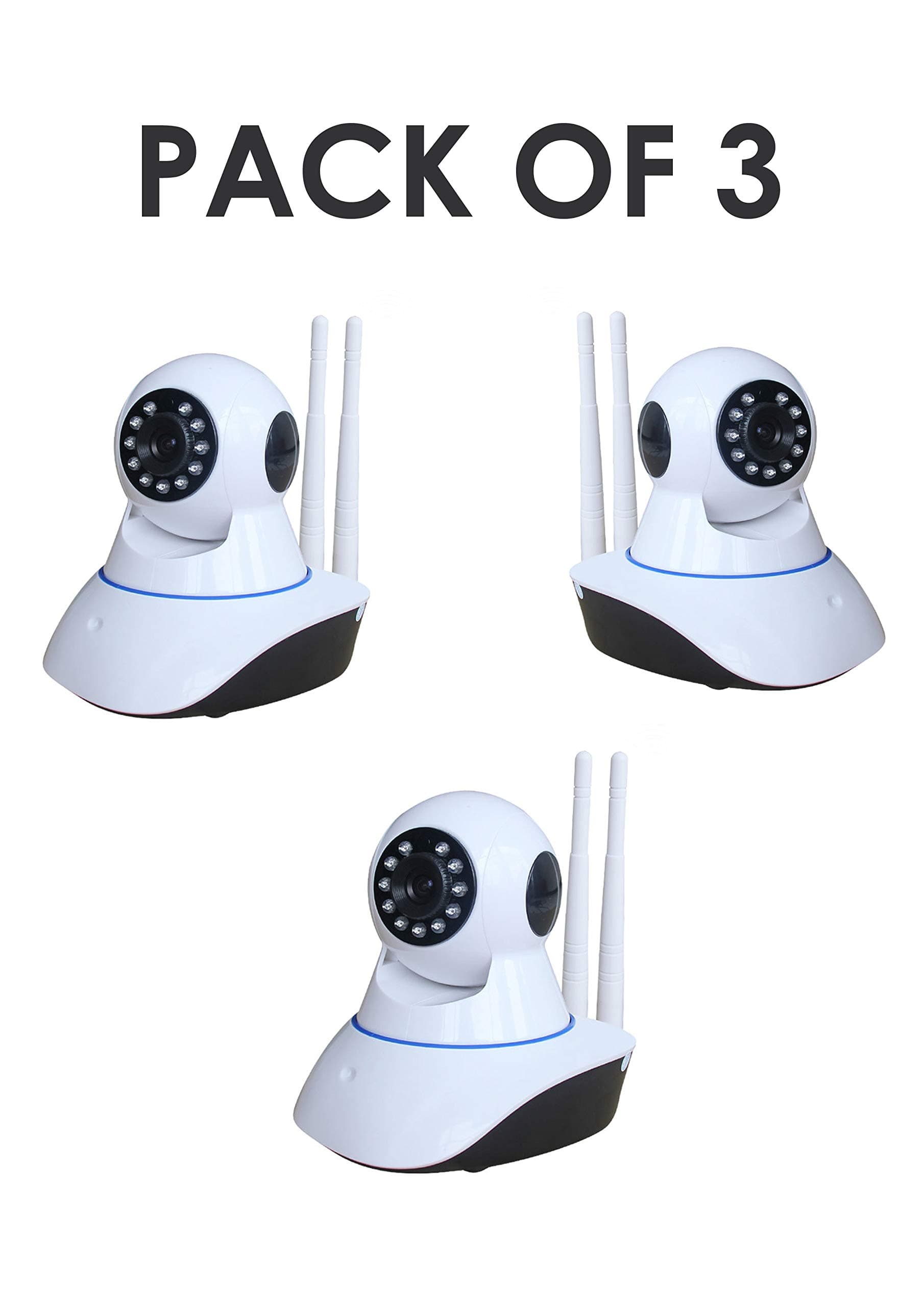 SYL PLUS IP01A WiFi Wireless HD IP Security Camera CCTV | Two Way Communication | Night Vision Camera | Supports Upto 128 GB SD Card [Dual Antenna] - Pack of 3