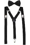 Men's Classic Solid Suspenders Matching Bow Tie Set Braces