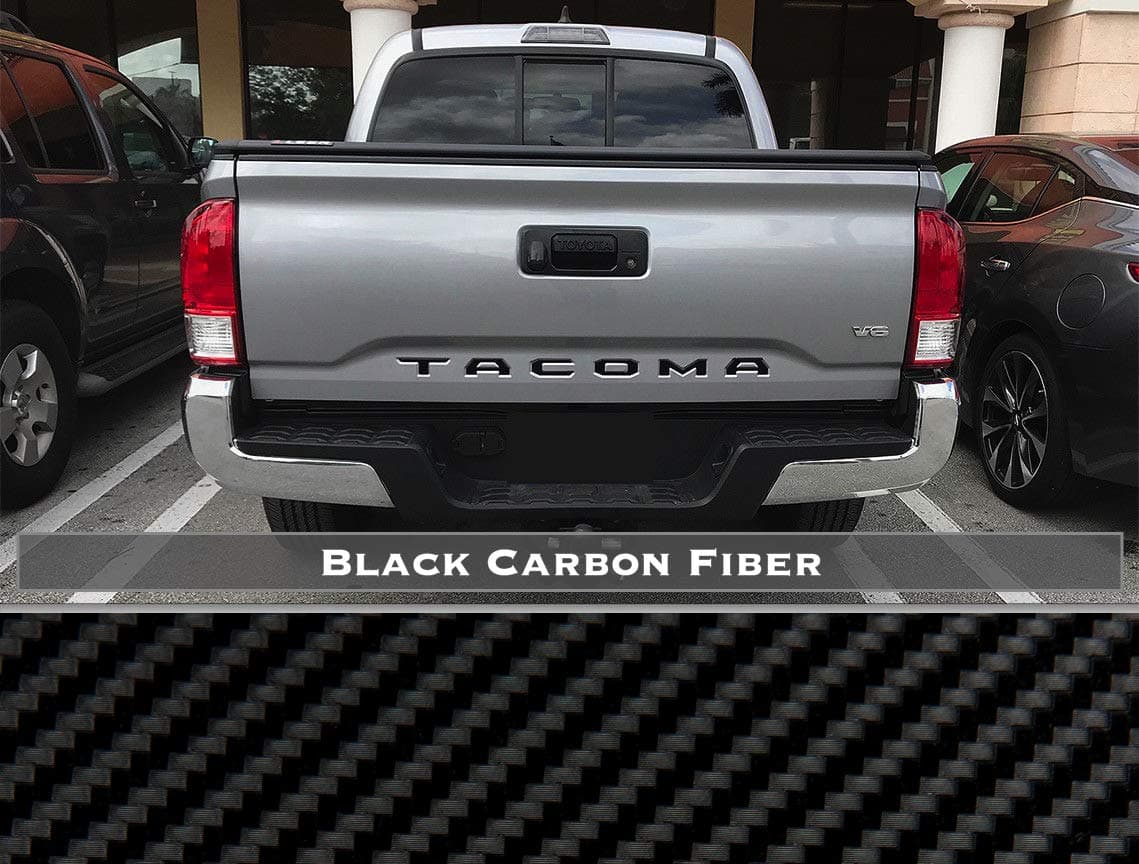BDTrims Tailgate Raised Letters Compatible with 2016-2020 Tacoma Models (Black Carbon Style)