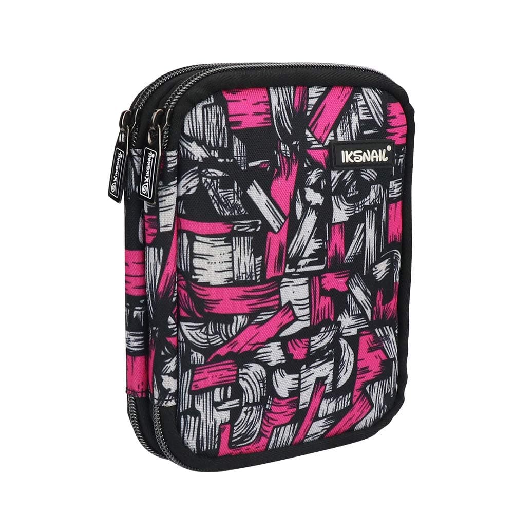 Crochet Hook Case, Organizer Zipper Bag with Web Pockets for 1mm to 8mm Various Crochet Needles and Knitting Accessories, Magic Colors (No Accessories Included)