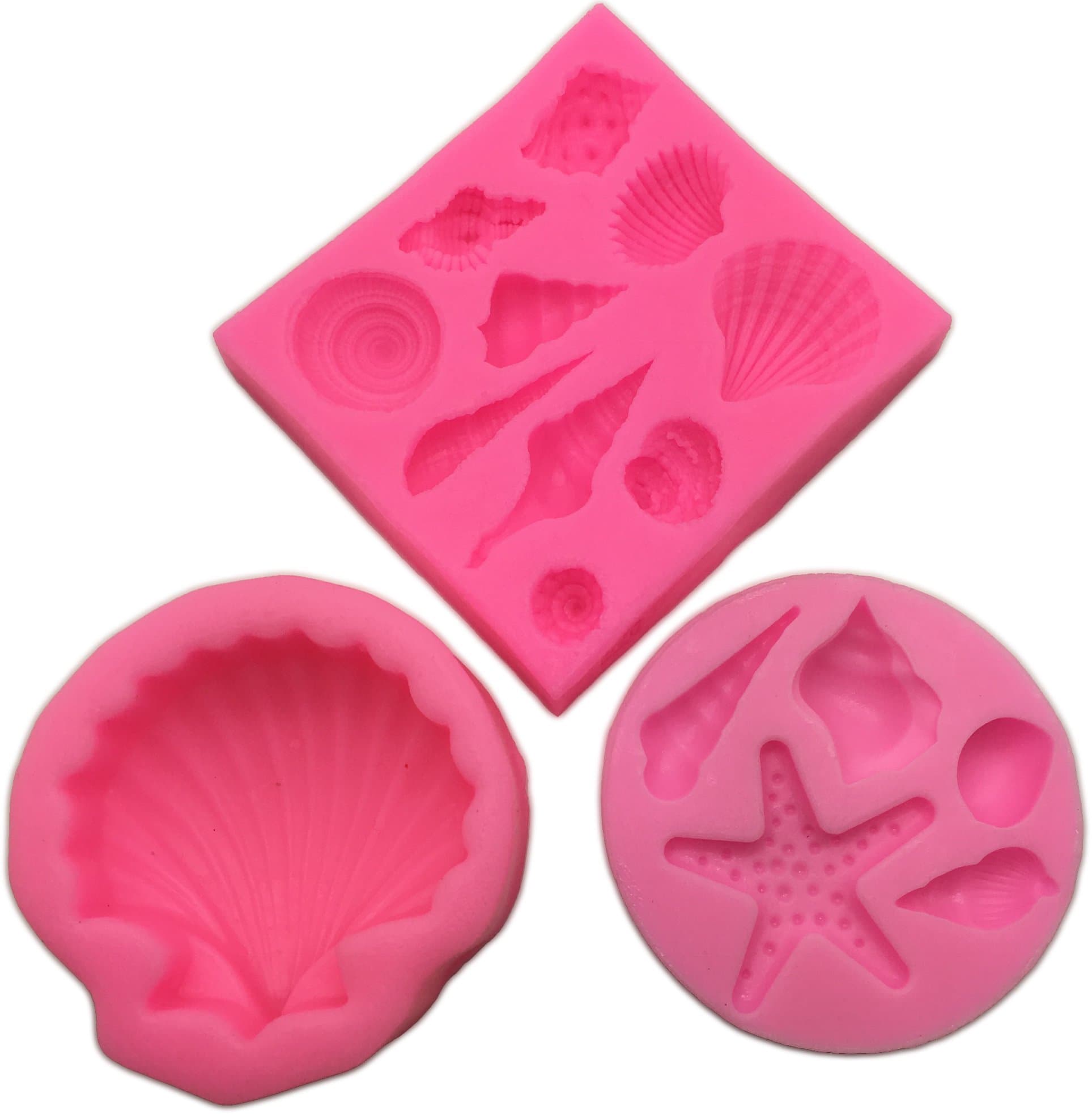 Okallo Products Silicone Seashell Mold MEGA 3 Pack - For Making Chocolate and Candy Sea Shells