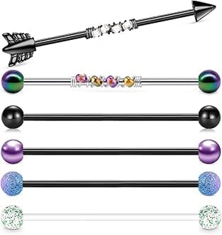 Industrial Piercing Jewelry Industrial Piercing Industrial Earrings for Women Men 14g Industrial Barbell Surgical Stainless Steel Scaffold Industrial Bar Piercing Iindustrial Bar