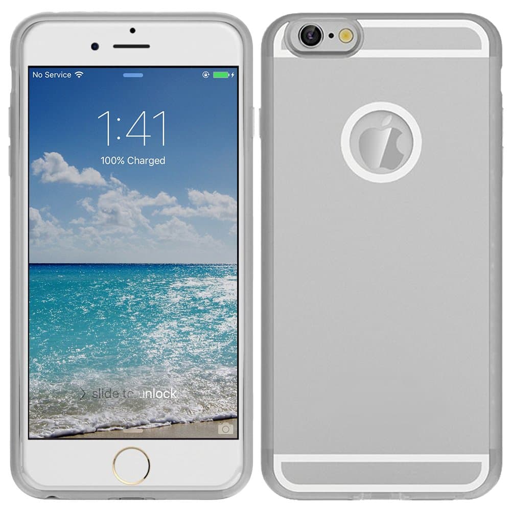 [1A Upgrade] OSSU iPhone 6+ 6S+ Plus Qi Wireless Charging Receiver Phone Case Charger Back Cover with Flexible Lightning Connector (Silver)