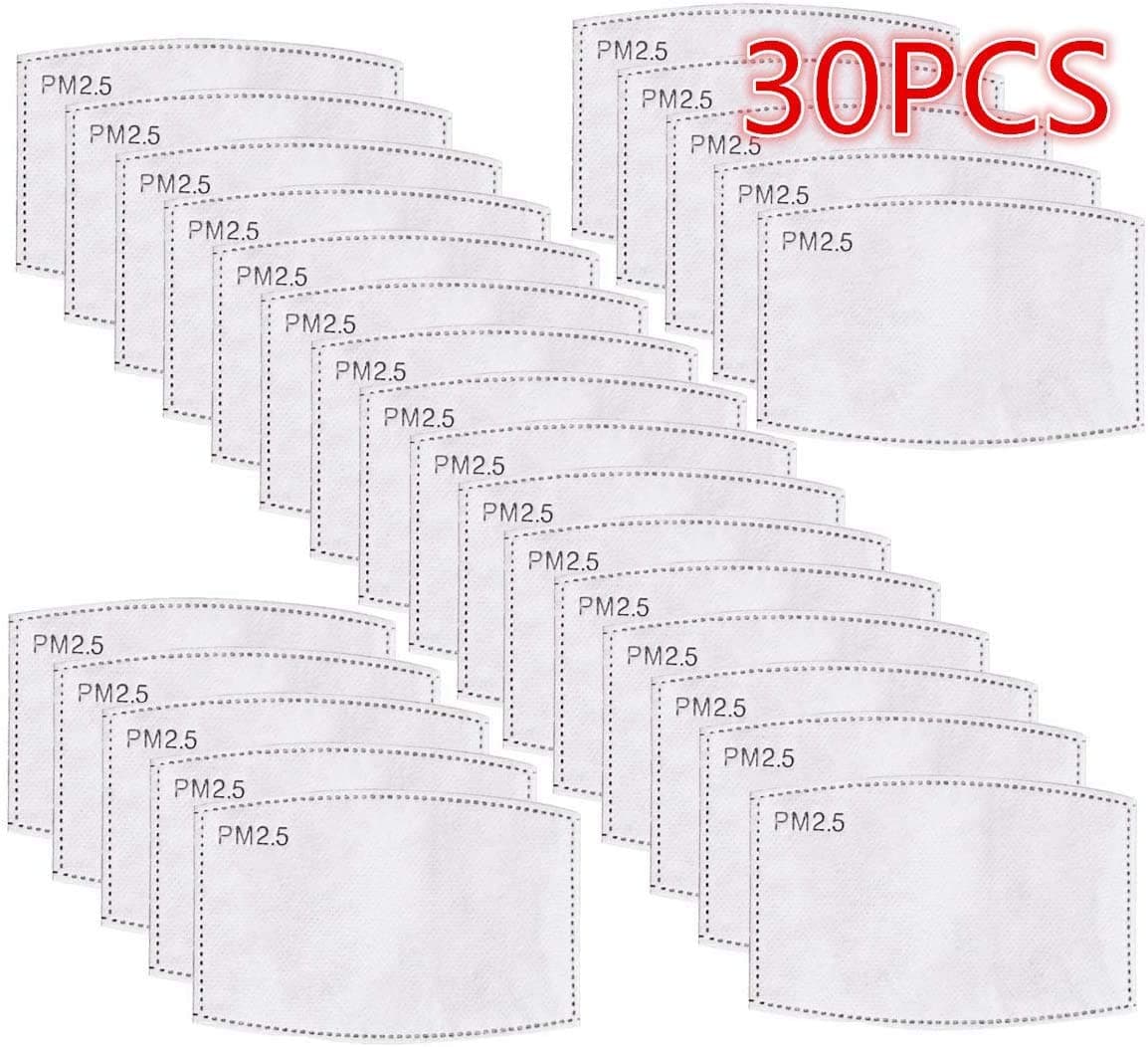 30 PCS PM2.5 Reusable Dust Filter Activated Carbon Filter for Mouth Masks 5 Layer Protective Filter Mask Filter Half Face Filters Protection from Dust, Pollen, Pet Dander