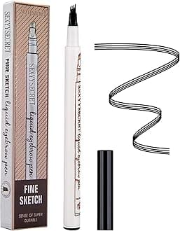 Eyebrow Tattoo Pen, Microblading Eyebrow Pencil, with a Micro-Fork Tip Applicator, Create Natural Looking Eyebrows, Easy to Use and Stays All Day (Black)