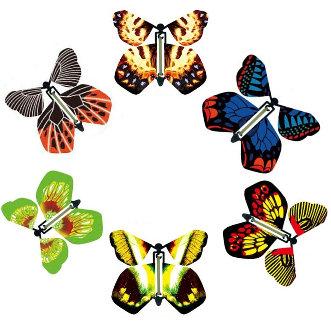 Little Chair Pattern Random 6Pieces Magic Wind Up Flying Butterfly Rubber Band Toys for Kids