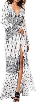 Womens Summer Long Sleeve Cardigan Sexy Maxi Dresses