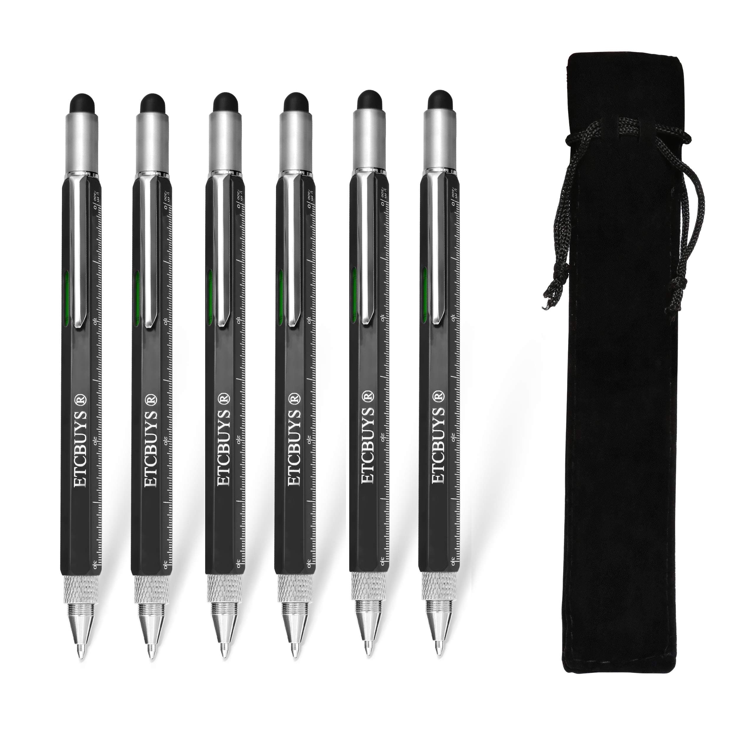ETCBUYS Screwdriver Pen Pocket Multi-Tool 6 in 1 - Multi-Functional & Sturdy Aluminum DIY Tool with Screwdriver Stylus Bubble Level Ruler & Phillips Flathead Bit Unique Gift