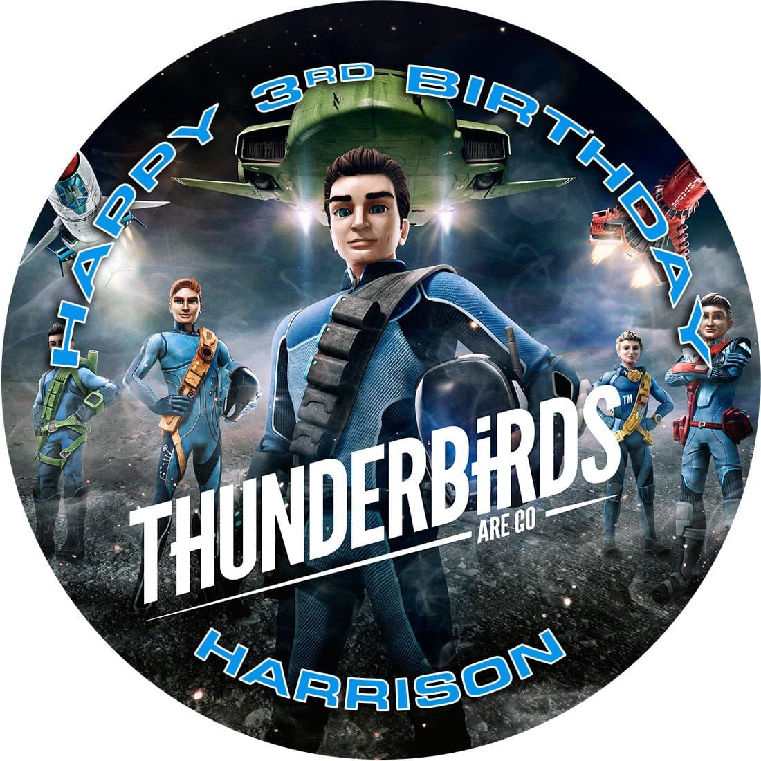 Thunderbirds Round Cake Topper (Best Quality) (7.5")