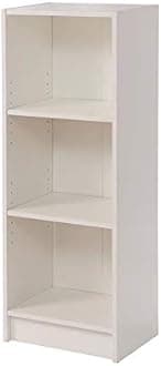 Timber Art Design UK 3 Tier Bookcase Medium Narrow Tall Shelf Rack Contemporary Organizer Display Shelving Unit for Modern Living Room, Office Space, Study Room Furniture, White - W40 x H106 x D30cm