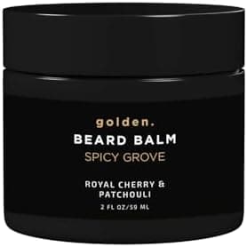 Golden Grooming Beard Balm | Unique Masculine Scent | Shea Butter for Beard Growth | Tames, Moisturizes & Styles – Spicy Grove, 2oz