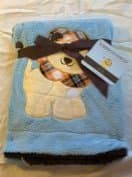 Embroidered "Lion Blue" Soft Plush Reversible Blanket