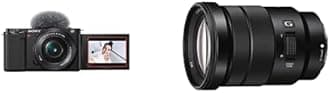 Sony Alpha ZV-E10 - APS-C Interchangeable Lens Mirrorless Vlog Camera - Black + Sony SELP18105G E PZ 18-105mm F4 G OSS, Black