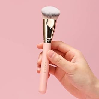 TEOYALL Flat Angled Foundation Brush, Large Dense Synthetic Bristles Kabuki Brush for Base Makeup with Liquid Cream Powder