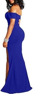 YMDUCH Women's Off Shoulder High Split Long Formal Party Dress Evening Gown