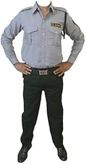 REGALIA Men's Security Guard Uniform (APC Grey Shirt - Black Matty Trouser/Pant) with Complete Accessories Set & Labels (Waist 42 Inch), EACH