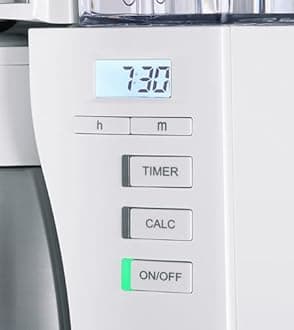 Melitta Look Therm Timer 1025-17 Cafetière filtres 1X4 Fonction arrêt Automatique 10 Tasses Blanc/Acier Brossé, 1080 W, 1.25 liters