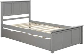 Mera Platform Bed with Twin Size Trundle, Twin Size Frame (Gray 3)