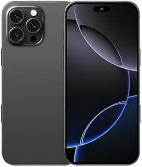 I16 PROMAX unlocked phone, Android 14 8GB,7.3-inch high-definition AMOLED screen smartphone, 8000mAh battery, facial recognition/fingerprint lock/5G/photo/GPS phone (Titanium black,64)