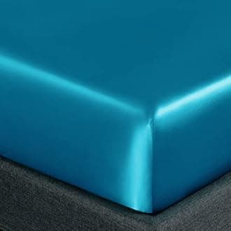 Homiest 4pcs Satin Sheets Set Luxury Silky Satin Bedding Set with Deep Pocket, 1 Fitted Sheet + 1 Flat Sheet + 2 Pillowcases (Full Size, Turquoise)