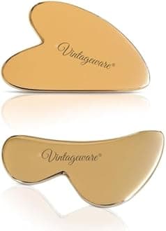 Vintageware® Ayurvedic Kansa Gua Sha Tool Set – Heart & B Shape Bronze Massagers for Face Sculpting, Body Relaxation & Skin Detox