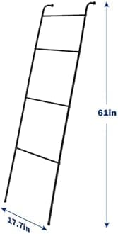 OUSHENG Wall Leaning Blanket Ladder Decorative Metal Towel Quilt Holder Rack for Living Room Bathroom - Black