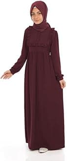 Muslim Closet� Abaya for Young Girls Age Below 14 Years | Kids Abaya with Ruffled Design over chest | Baby Girl Burqa Design (MC-KRFL001)