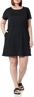 Amazon Essentials Women's Cotton Short Sleeve Elasticated Waist T-Shirt Mini Dress