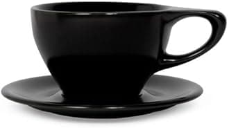 NOTNEUTRALLino Porcelain Coffee Cup & Saucer, Coffee Mug (Black, Large Latte, 2)