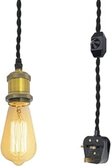 FSLiving Pendant Light Ceiling Lighting Fitting,1 Pack Industrial Pendant Light Fitting with 4.5m Cable, Iron Hanging Lamps with E27 Lamp Holder for Kitchen Bedroom, Gold-TB0117