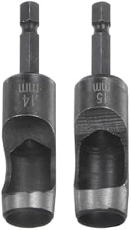 HARFINGTON Leather Hollow Punch Set 1/4 Hex Shank for Drills, 14mm 15mm Dia Rotary Hole Punches for Thick Fabrics Leathercraft Working