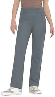 Women's Dress Pants Work Business Straight Leg Pants Tummy Control Office Professional Grey Trousers Regular 31" Inseam High Waisted Ladies Slacks