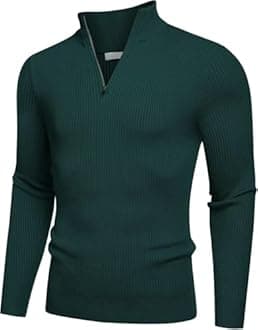 DENIMHOLIC Men High Neck Zipper Full Sleeve Cotton Knitted Winter Sweater for Man