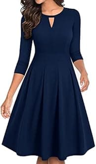 YATHON Women's Vintage Floral Flared A-Line Swing Casual Party Dresses with Pockets