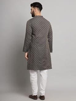 LATEST CHIKAN Men's Cotton Regular Striped Knee Lenght Kurta Full Sleeves