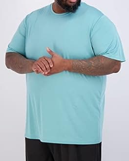 Real Essentials 3 Pack: Men’s Big & Tall Tech Stretch Long-Sleeve & Short-Sleeve Dry-Fit T-Shirt (3XT-5XT)