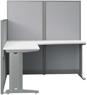 Bush Business Furniture Office in an Hour 65W x 65D L Shaped Cubicle Desk in Pure White | Modern Computer Table with Privacy Panels for Commercial Workspace