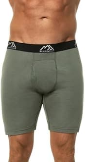 Merino Wool Boxer Briefs Breathable Dry Fit (Grey Green 1 Pack, Medium)