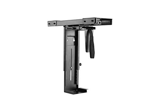 Ergopose Adjustable Width Sliding Under-Desk Computer Case or CPU Holder | 360 Degree Swivel | Supports 22 lbs | Eliminates Cord Mess and overheating Computer