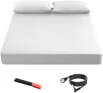 Grounding Fitted Sheets 90% Organic Cotton+10% Pure Silver Fiber, Sheets With Cord, Bed Kit for Healthy Sleep Therapy (White, Queen)