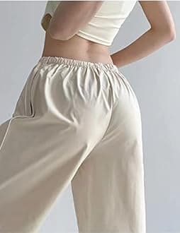 Shebote Womens Parachute Pants Wide Leg Baggy Pants Y2K Elastic Waist Jogger Sweatpants Track Pants Streetwear