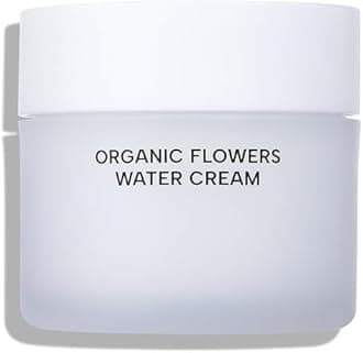 Whamisa Organic Flowers Water Cream, 95.2% Organic, Waterless Formula, Fermented Postbiotic for Deep Hydration & Soothing, Moisturizing (50ml)