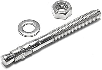 Wedge Type Fully Threaded Design Expansion Zinc Plated Anchor Bolts Pack of 10 Pcs Fasteners (10 x75mm)